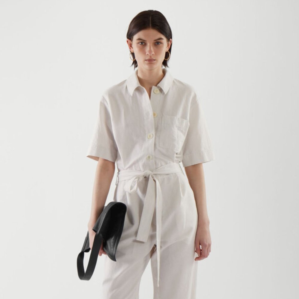 White COS linen jumpsuit size 6